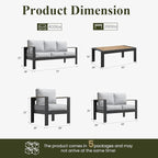 LayinSun 7 Piece Aluminum Outdoor Furniture Set with Coffee Table, Outside Patio Deep Seating Conversation Set with Upgraded Washable Thick Cushion