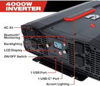 Cummins 4000 Watts Inverter Modified Sine Wave Truck Inverter 12 Volts to 110 Volts Four AC Outlets Two USB Ports (Plus Cable Kit)- CMN4000W - Inverters for Vehicles, Van Life, Camping