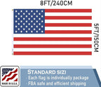 Nylon Embroidered American US Flag 5x8 FT 100% Made in The USA- Heavy Duty Vibrant Colors United States Flag with Embroidered Stars and Sewn Stripes for Home/Company/Indoor Outdoor Decoration (FMAA Certified)
