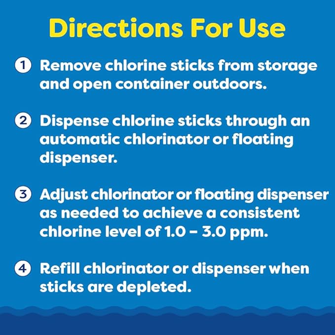 In The Swim 4 Inch Chlorine Sticks for Sanitizing Swimming Pools - Individually Wrapped, Slow Dissolving, Stabilized Chlorine Sanitizer - 90% Available Chlorine, 99% Trichlor - 25 Pounds