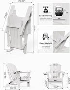 MUCHENGHY Folding Adirondack Chairs 4 Pack, Patio Chairs, Lawn Chairs, Outdoor Chairs, Adirondack Chair Plastic, Fire Pit Chairs, Weather Resistant with Cup Holder for Deck, Backyard, Garden(White)