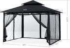 MASTERCANOPY Outdoor Garden Gazebo for Patios with Stable Steel Frame and Netting Walls (11x11,Black)
