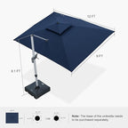 PURPLE LEAF 9' X 12' Cantilever Outdoor Patio Umbrella Large Heavy Duty 360° Rotation Double Top Offset Rectangular Umbrellas for Backyard Deck Pool, Spectrum Indigo