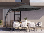 Kingdura 12ft Offset Cantilever Patio Umbrella with Base Included, Large Round Aluminum Outdoor Umbrella, 360° Rotation & Infinite Tilt, Heavy Duty Frame for Deck Pool Backyard, Grey