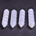 JIC Gem 4pc Selenite Spiral Wand Double Point Moroccan Selenite Crystals and Healing Stones 6-6.5 inch