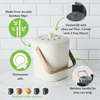 Bamboozle Countertop Compost Bin Kitchen | 1 Gallon | Odorless Composting Bin with Filters | Indoor Compost Bin with Lid | Plant Based Kitchen Composter for Food Scraps & Waste Recycling | Natural