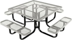 COATEDOUTDOORFURNITURE Heavy-Duty Portable Outdoor Kids Table with Umbrella Hole, Expanded Metal Kids Picnic Table, Commercial-Grade, Made in America (46 in, Square, Childrens, Gray)
