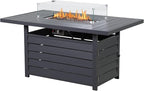 Wisteria Lane 54.3” Outdoor Patio Aluminum Fire Pit Table, 50000 BTU CSA Certified Propane Gas Fire Pit, Rectangular Fire Table w/Stainless Burner, Lava Rock, Waterproof Cover