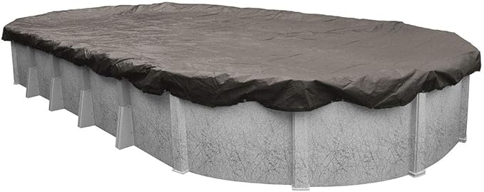 Robelle 18 x 33 ft Extra Heavy Duty Magnesium Winter Oval Pool Cover for Above Ground Pools, 4 ft Overlap (22 x 37 ft Cover Size), Solid 10 x 10 Scrim, 2.91 oz/yd2, 12-Year Warranty, Style: 591833-4