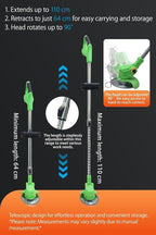 Cordless Weed Wacker,Lightweight and Telescopic Design,Triple Safety Protection,Electric Weed Eater,2 Efficient Batteries, Grass Trimmer Cordless for Lawn, Yard, Garden,Green