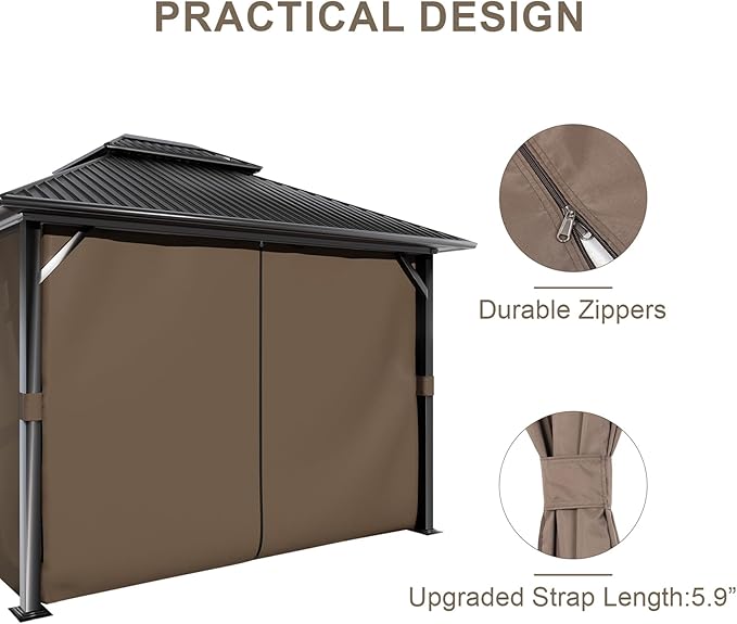 BPS 12' x 16' Gazebo Curtain Privacy 4-Panel Sidewall Outdoor Replacement Shade (Only Curtain)