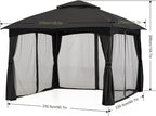 MASTERCANOPY Outdoor Patio Gazebo for Garden with Upgrade Steel Frame and Netting Walls (8x8,Gray)