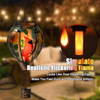 Hot Air Balloon Solar Lantern - Cardinal Bird Glass Lantern, Simulated Flickering & Dancing Flame, Outdoor Hanging Yard Light Waterproof IP65 for Patio Lawn Porch Decor Gift