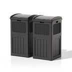Patiowell 36 Gallon Outdoor Trash Can, Resin Outdoor Garbage Can with Lid for Patio, Backyard, Deck, Black (2 Pack