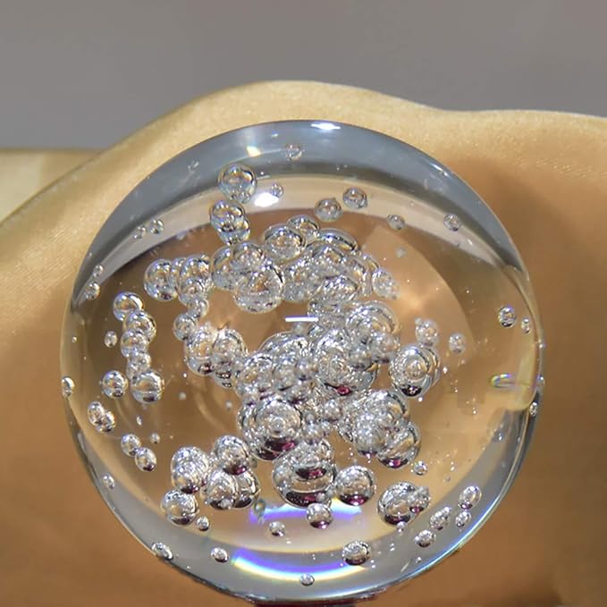 ChezMax Crystal 2 inch (50mm) Bubble Crystal Ball Paperweight Gorgeous Glass Ball for Decorative Ball Lensball Photography Gazing Divination or Feng Shui and Fortune Telling Ball