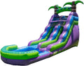 HeroKiddo 16’ Purple Tropical Lightweight Premium Commercial Grade Water Slide Inflatable with Attached Pool for Kids and Adults (with Blower), Wet Dry Use, Summer Fun