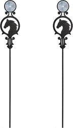 Touch of Class Pathways Reflective Driveway Marker Stake Set of Two for Outdoor Use | Horse Silhouette Design | Personalized Tall Reflector Set of 2 | Black Durable Finish