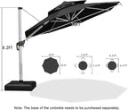 PURPLE LEAF 10 Feet Patio Umbrella Outdoor Round Umbrella Large Cantilever Umbrella Windproof Offset Heavy Duty Sun for Garden Deck Pool Patio, Black