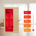 1 Person Infrared Sauna, Infrared Sauna Indoor,Home Sauna Low EMF Infrared Saunas, 1050Watt, Canadian Hemlock, Smart Display, 2 Bluetooth Speakers, Eye-Protection Reading Lamp