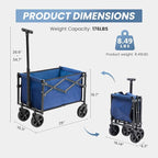 DUMOS Collapsible Wagon with Wheels, 176 lbs Wagons Carts Foldable Wagon Cart with Flexible Handle, Lightweight Portable Folding Utility Grocery Shopping Cart for Grocery Sports Garden Camping