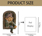 12 Inch Garden Gnome Statue Elf Outdoor Tree Sculpture, Elf Out The Door Tree Hugger, Funny Garden Yard Art Wall Fence Sculptures