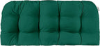 RSH DECOR: Sunbrella Tufted Wicker Loveseat Cushion | 44" x 22" | Outdoor Settee Cushion for Patio Furniture | Crafted with Sunbrella Performance Fabric| Canvas Forest Green