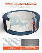 VEVOR Inflatable Hot Tub, 2 to 4 Person Capacity, 70.9 x 26 in Round Portable Outdoor Spa, with 110 Soothing Jets, Filter, Cover and Mat, Multi-Function Control Panel, PVC Outdoor Hot Tub, Grey