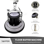 13" Heavy-duty Multi-Functional Floor Buffer Polisher Machine - Clean, Buff, Scrubb and Polish with Ease! Ideal for Carpets Too! Includes Optional Solution Tank, 2 Brushes and 3 Scouring Pads