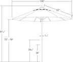 California Umbrella 9' Premium Commercial Hardwood Patio Umbrella, Manual Lift With Sunbrella Forest Green Fabric