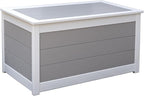 DutchCrafters Poly Waterproof Outdoor Deck Box 200-Gallon Large Deck Box Weatherproof Storage for Pool Decor, Porch Packages, Pool Towel Holder, Holds Up To 10 Cushions (Gray & White)