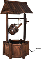 S AFSTAR Wishing Well Water Fountain, Rustic Wood Outdoor Waterfall Fountain with UL Certificated, Garden Wishing Well, Electric Pump Wishing Wells for Outdoor Yard Garden Backyard Decoration