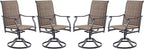 Swivel Patio Chairs Set of 4, Outdoor Patio Dining Chairs with Padded Textilene, Swivel & Rocker Metal Outdoor Dining Chair All-Weather for Backyard, Brown Fabric with Black Frame
