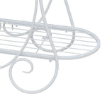 White Oval Plant Stand with Lattice Base, French Entryway Decor for Plants, Elegant Floor Flower Pot Holder Garden Decoration