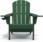 SERWALL Adirondack Chair with Cup Holders - Composite Adirondack Chairs Set of 6 HDPE Outdoor Chairs All Weather Use- Green