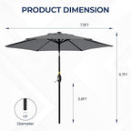 SUNVIVI OUTDOOR Outdoor Patio Umbrella, Patio Umbrella, Market Umbrella, Large Outdoor Umbrella, Metal Pole Umbrella with Push Button Tilt and Crank, Polyester Canopy