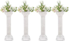 Roman Column Pedestal, Plastic White Columns for Weddings Indoor/Outdoor Roman Pillar Stand for Table Sculptures, Vase, Garden Decor (4PCS, 10.6 x 34.6 Inch Fretwork)