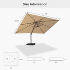 PURPLE LEAF 10' × 13' Patio Cantilever Umbrella with Base Outdoor Rectangle Adjustable Offset Umbrellas with 360-degree Rotation and 8 Heavy Duty Metal Ribs for Garden Deck Pool Beige