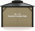 Gazebo Universal Replacement Privacy Curtain – Hugline 10' x 12' Gazebo Side Wall Outdoor Privacy Panel with Zipper (Khaki)