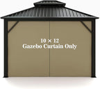 Gazebo Universal Replacement Privacy Curtain – Hugline 10' x 12' Gazebo Side Wall Outdoor Privacy Panel with Zipper (Khaki)