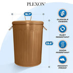 Plexon Large Metal Trash Can with Lid 20 Gallon, Decorative Outdoor Trash Can Heavy Duty Galvanized Metal Bucket with Lid for Garage Workshop Ash Storage Farmhouse, Copper 2 Pack