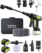 Portable Cordless Pressure Washer 2 Batteries - 1200PSI Brushless Cordless Power Washer with 6-in-1 Nozzle, Adjustable Foam Cannon LCD Touch Screen for Car Garden