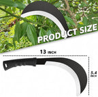 Weeding Sickle Machete Knife Brush Clearing Hand Sickle Garden Tool with Carbon Steel Thick Blade Gardening Machete for Yard Work
