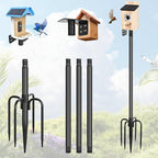 Gtongoko Smart Bird Feeder Pole 63 Inch Bluebird House Pole for Outdoors Weather Station Heavy Duty Metal Mounting Kit Adjustable Bird Feeder Stand Black