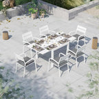 Soleil Jardin Aluminum Patio Extendable Dining Table, 35" - 71", Adjustable Indoor Outdoor Furniture Rectangle Table for 4-6 Person Porch Deck Garden, White