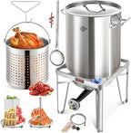 ARC 52QT Stainless Steel Turkey Fryer Pot with 36" Large Spoon, Propane Burners Kit, Tamale Steamer Pot with Basket, Steamer Rack, for Outdoor Cooking, Seafood Boil, Crawfish Boil, Home Brewing
