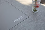 Elementi+ | Bundle Riviera Gas Fire Pit Cast Concrete 60" Rectangular Fire Table, Outdoor Fire Pit Electronic Ignition | Canvas Cover, Fire Glass and Burner Lid Included | Light Gray | Propane Gas