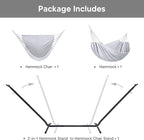 SUNCREAT 2-in-1 Convertible Extra Large Hammocks with Stand, Heavy Duty 2 Person Hammock for Outside with Stand, Patent Pending, Light Gray