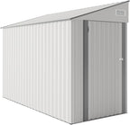 4×8 FT Outdoor Metal Storage Shed,Heavy-Duty Lean to Storage Shed with Lockable Single Side Hinge Door,Waterproof Metal Storage Tool House W/Sloping Roof,Air Vent&Protect Film,for Backyard,White
