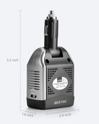 BESTEK 150W Power Inverter 12V to 110V Voltage Converter PD30W QC18W Car Charger Power Adapter with Charging Ports