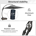 Grand patio 9x12 FT Cantilever Umbrella with Base & Cover Outdoor Aluminum Rectangle Offset Umbrellas Canopy for Pool Yard (Gray, 9x12 FT)